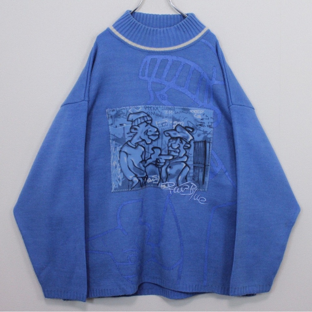 Vintage Raw Blue Graphic Crewneck